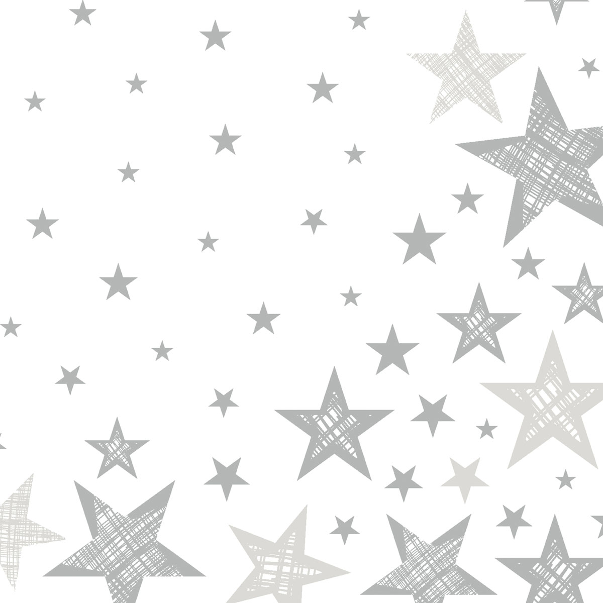 Ubrousky bílé s hvězdami 20 ks 3-vrstvé 33 cm x 33 cm Shining Star White