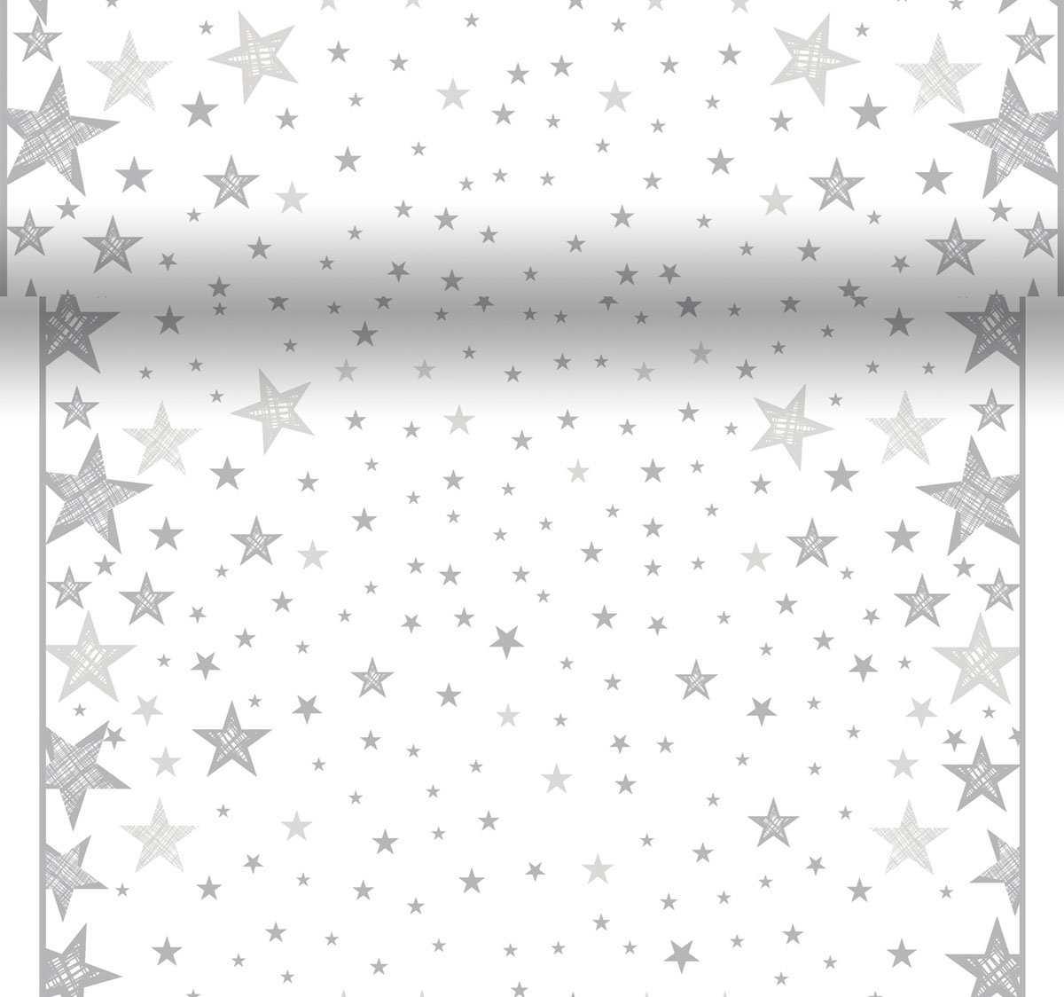 Šerpa na stůl bílá s hvězdami Dunicel® 0,4 m x 4,8 m Shining Star White