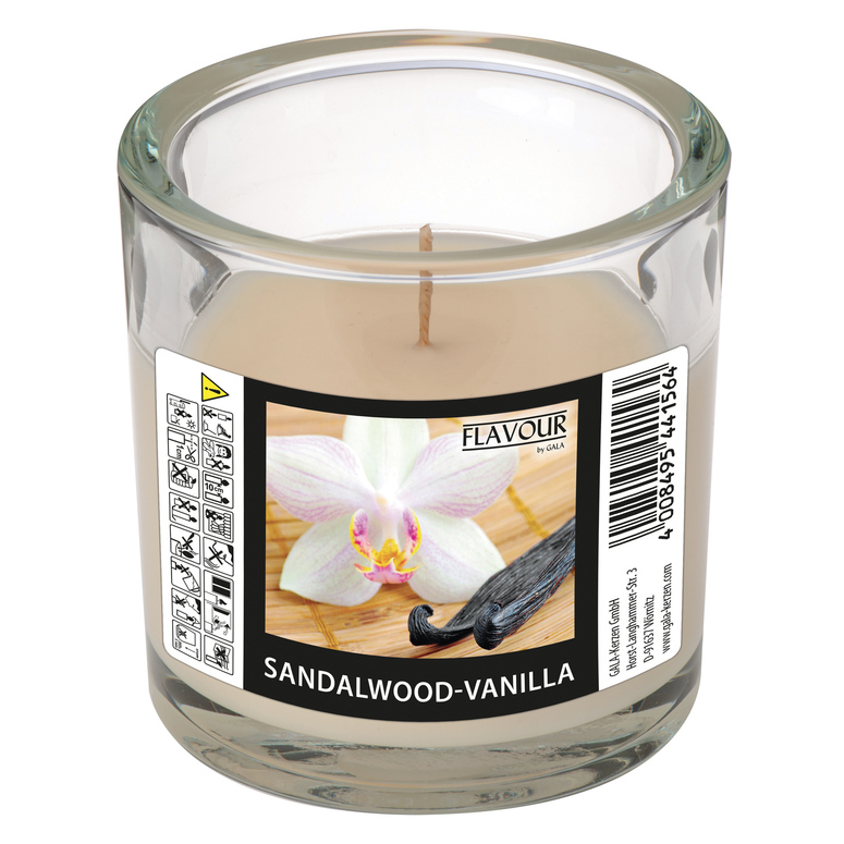 Vonná svíčka Sandalwood-Vanilla ve skle ELEGANT