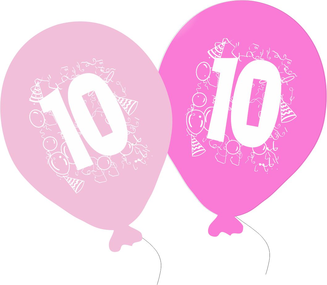 Narozeninové balónky pro holčičí párty. Narozeninové balónky pro oslavu 10 narozenin.
