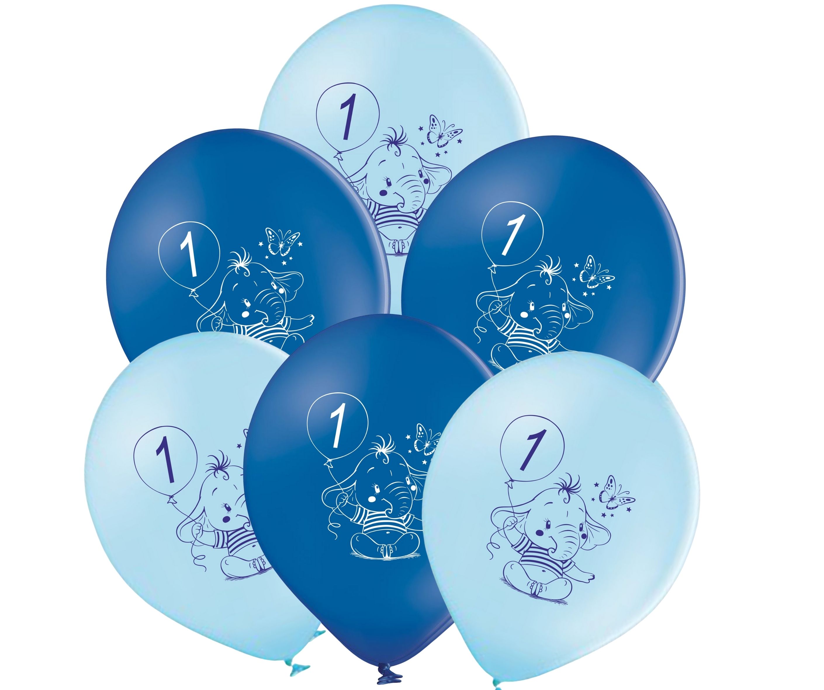 Balónky 1.narozeniny modrý slon 6 ks