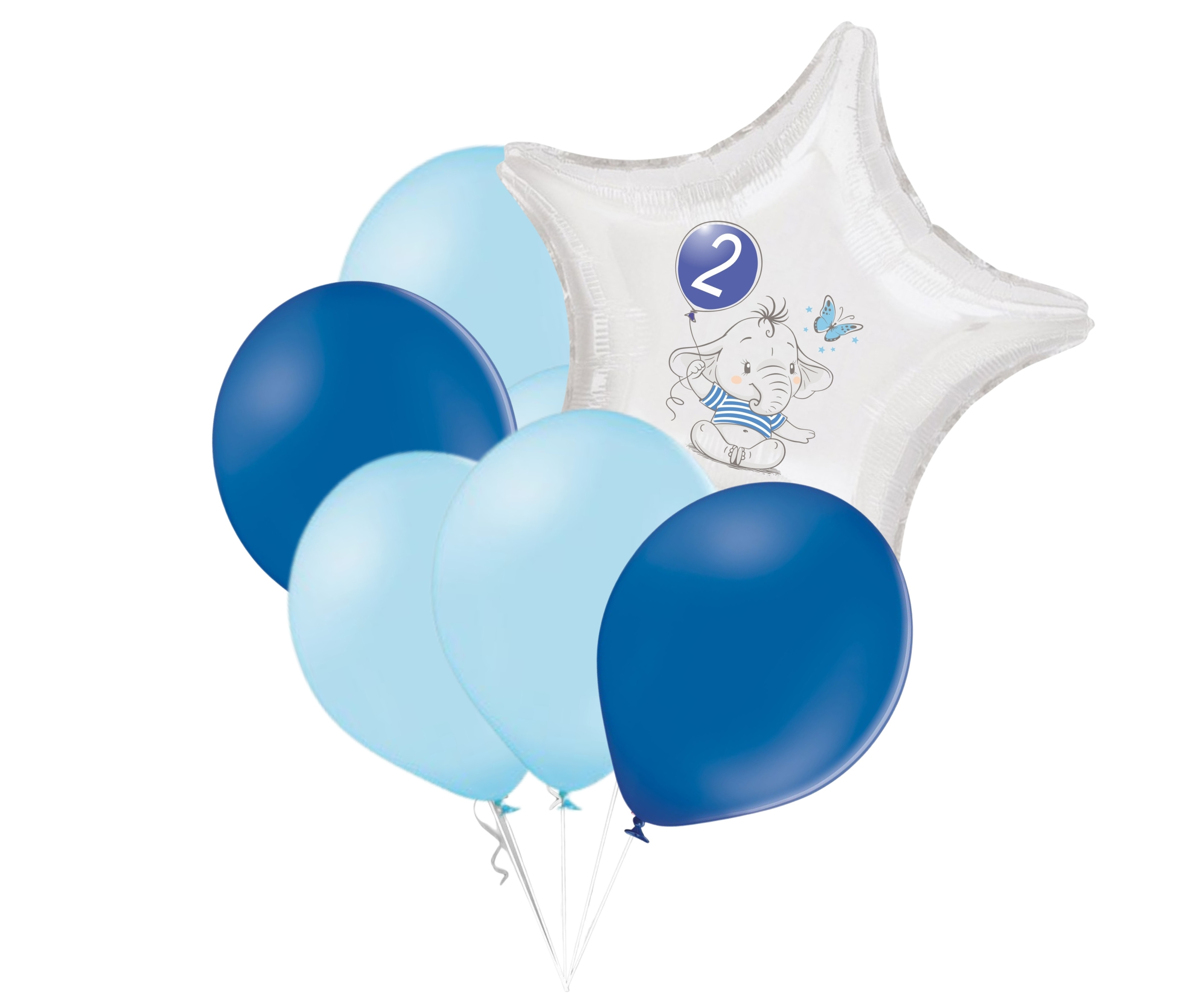 Set 2.narozeniny modrý slon hvězda foliový balónek