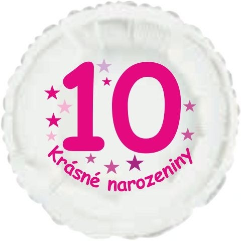 Krásné 10. narozeniny fóliový balónek kruh pro holky