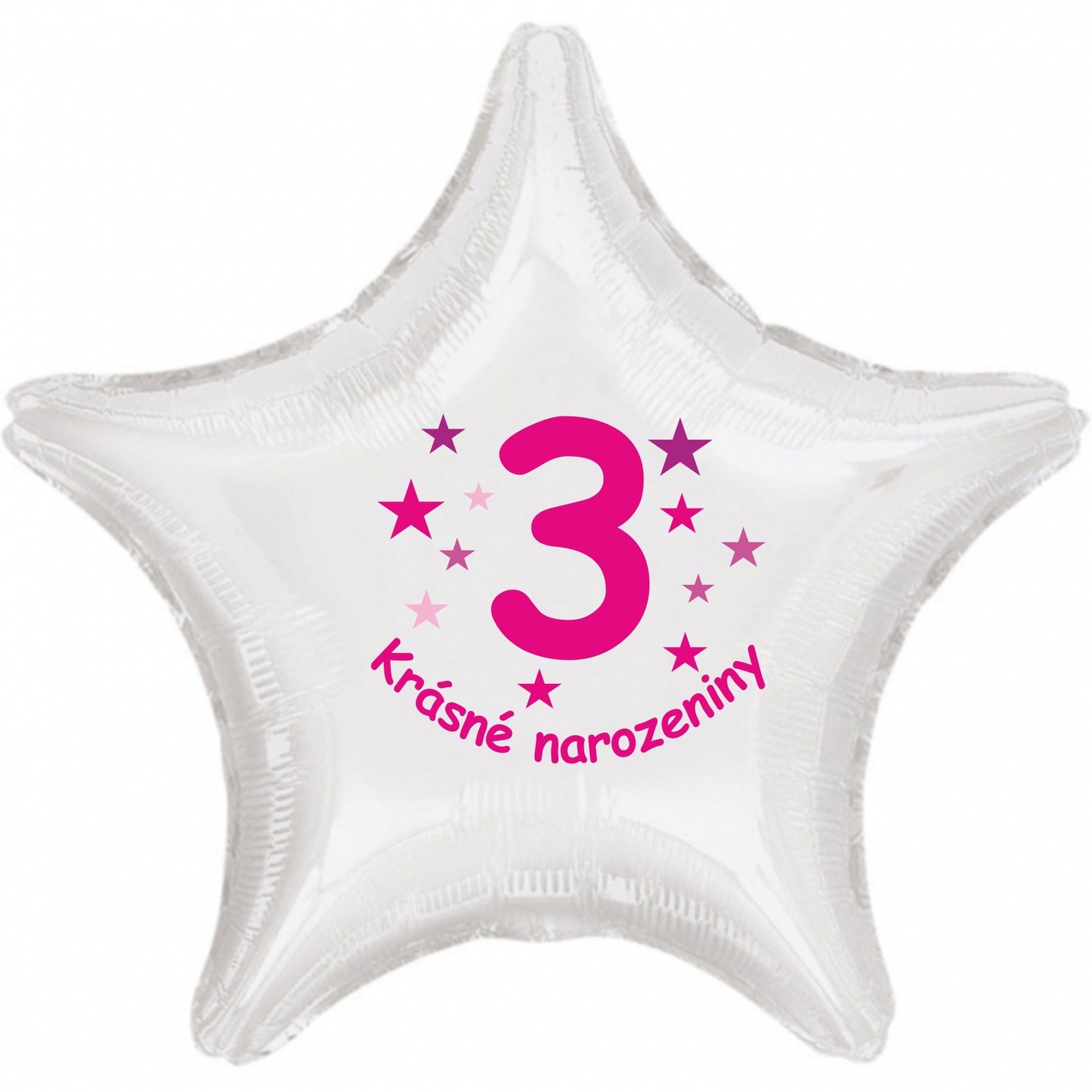 Krásné 3. narozeniny fóliový balónek hvězda pro holky