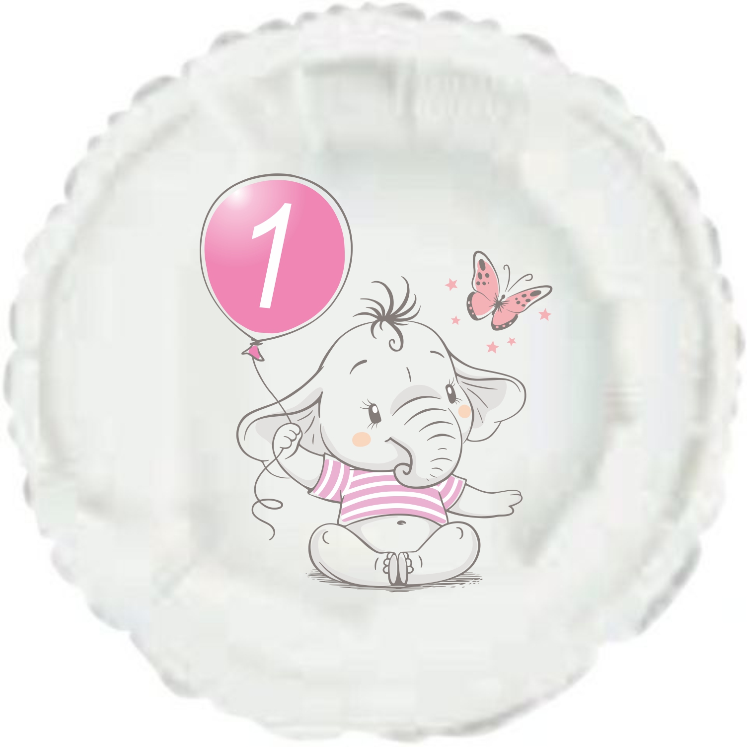 1.narozeniny růžový slon kruh foliový balónek