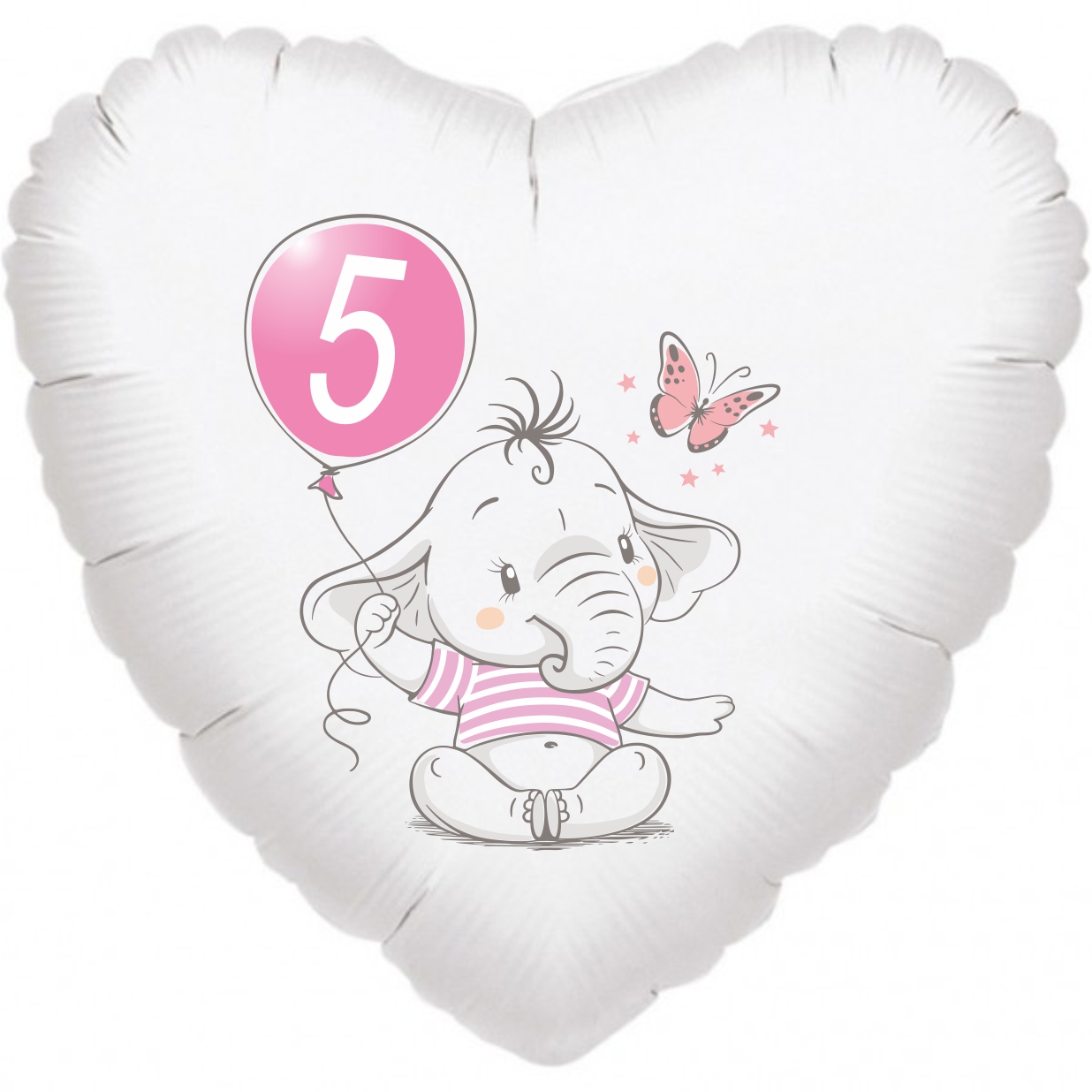 5.narozeniny růžový slon srdce foliový balónek