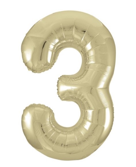 Balónek fóliový narozeniny číslo 3 zlatý 86cm Balónek fóliový narozeniny číslo 3 zlatý 86cm