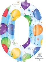Balónky fóliové narozeniny číslo 0 motiv balónky 86cm