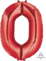 Balónek foliový narozeniny číslo 0 červené 86cm  
