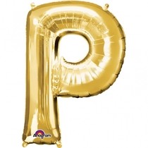 Písmena P zlaté foliové balónky 81 cm x 60 cm