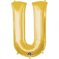 Písmena U zlaté foliové balónky 83 cm x 58 cm