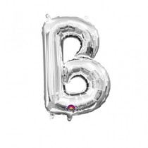 Písmena B stříbrné foliové balónky 33 cm x 22 cm