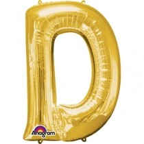 Písmena D zlaté foliové balónky 33 cm x 22 cm