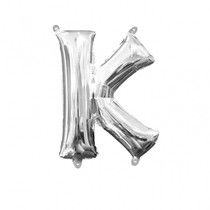 Písmena K stříbrné foliové balónky 33 cm x 25 cm