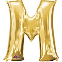Písmena M zlaté foliové balónky 33 cm x 27cm