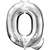 Písmena Q stříbrné foliové balónky 33 cm x 25 cm
