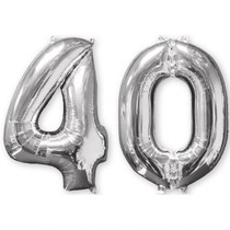 Balónky fóliové narozeniny číslo 40 stříbrna 66 cm