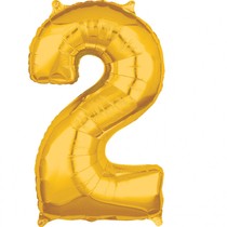 Balónek fóliový narozeniny číslo 2 zlatý 66cm
