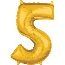 Balónek fóliový narozeniny číslo 5 zlatý 66cm