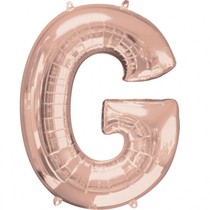 Písmeno G růžovo-zlaté foliový balónek 83 cm