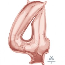 Balónek fóliový narozeniny číslo 4 růžovo-zlaté 66cm