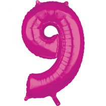 9. narozeniny balónek fóliový číslo 9 růžový 66 cm