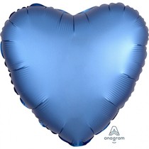 Balónek srdce foliové satén modrý 