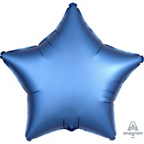 Balónek hvězda foliová satén modrá 