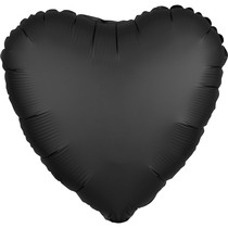 Balónek srdce foliové satén černé