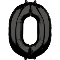 Balónek číslo 0 černý 66 cm