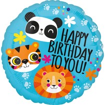 Balónek panda, tygr a lev k narozeninám 42 cm