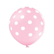 Balónek světle růžový s potiskem bílé tečky velký 60 cm  