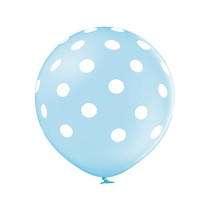 Balónek světle modrý s potiskem bílé tečky velký 60 cm 