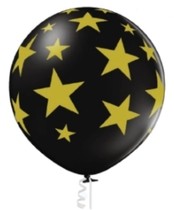 Balón černý s potiskem zlaté hvězdy 60 cm B 250