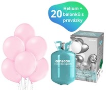 Party helium sada + balónky 20 ks světle růžové