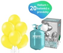 Bomba s heliem + balónky 20 ks žluté