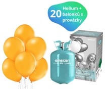 Helium bomba + balónky 20 ks oranžové 