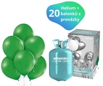 Helium sada + balónky 20 ks zelené