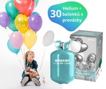 Helium + 30 ks balonků mix barev