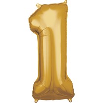 Balónek fóliový narozeniny číslo 1 zlatý 86cm