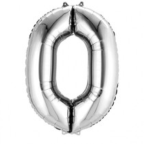Balónek fóliový narozeniny číslo 0 stříbrný 86cm