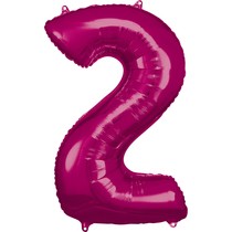 Balónky fóliové narozeniny číslo 2 růžové 86cm