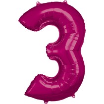 Balónky fóliové narozeniny číslo 3 růžové 86cm