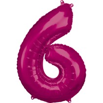 Balónky fóliové narozeniny číslo 6 růžové 86cm