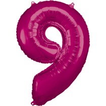 Balónky fóliové narozeniny číslo 9 růžové 86cm