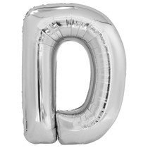 Písmeno D stříbrný foliový balónek 86 cm 