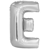 Písmeno E stříbrný foliový balónek 86 cm