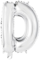 Písmeno D stříbrný balónek 33,5 cm x 40 cm