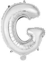 Písmeno G stříbrný balónek 35,5 cm x 40 cm