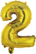 Balónek foliový narozeniny číslo 2 zlatý 35 cm